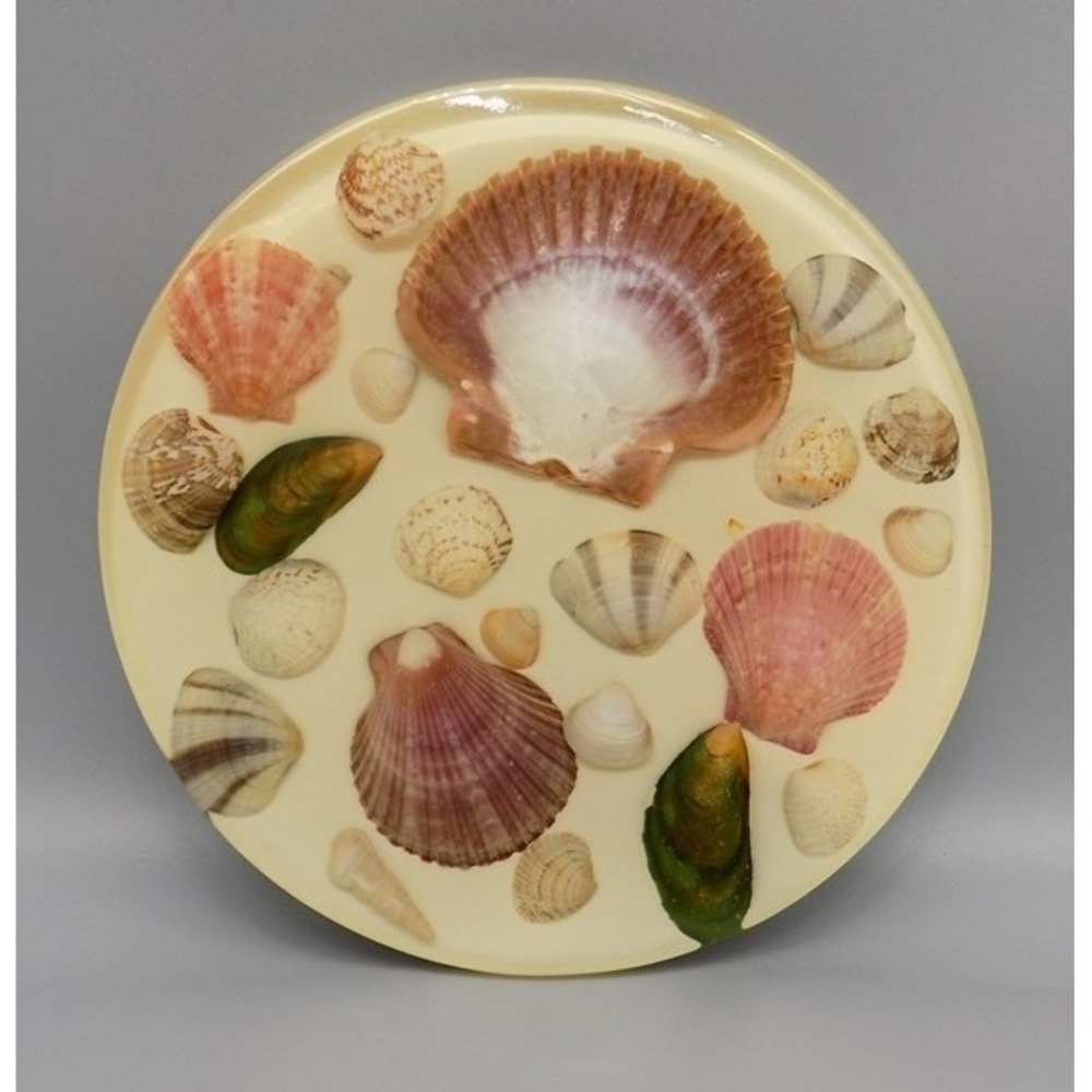 Vintage Lucite Acrylic Seashell Trivet D&M Resin Products USA Retro MCM Shells